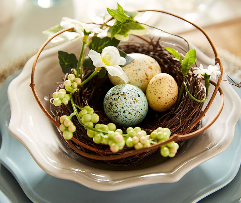 easter tablescape idea by Pier 1, nested eggs! Click to see even more easter decor ideas