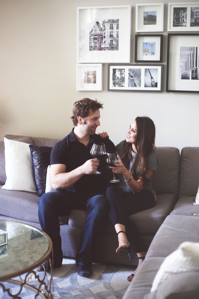 We love to unwind with a good red wine after a busy day of entertaining. See more of my last-minute entertaining tips on the blog 