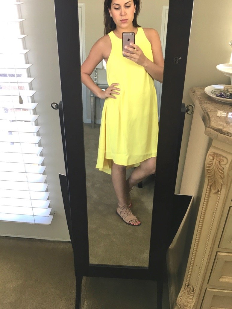 Pleione ruffled yellow dress, see what else was in my May trunk from Trunk Club! 