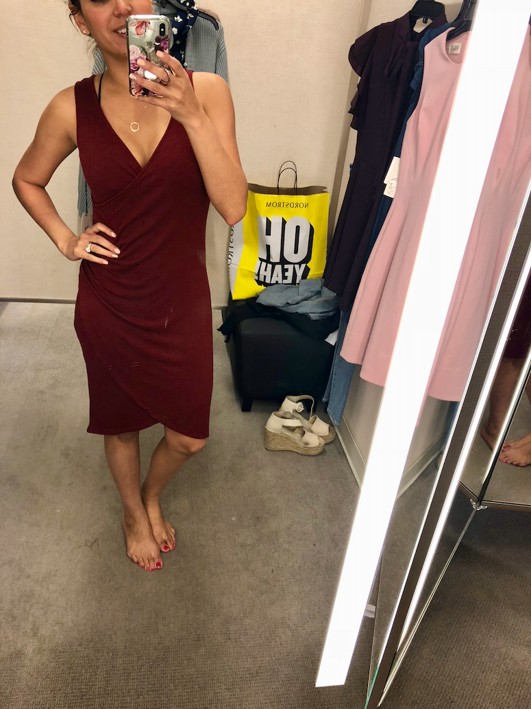 2018 nordstrom anniversary sale dressing room diaries and try on haul Leith wrap dress
