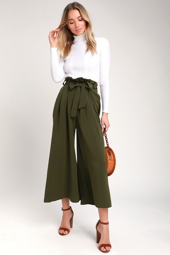 olive green paper bag waist pants | how to wear paper bag waist pants and outfit ideas | lifewithmar.com